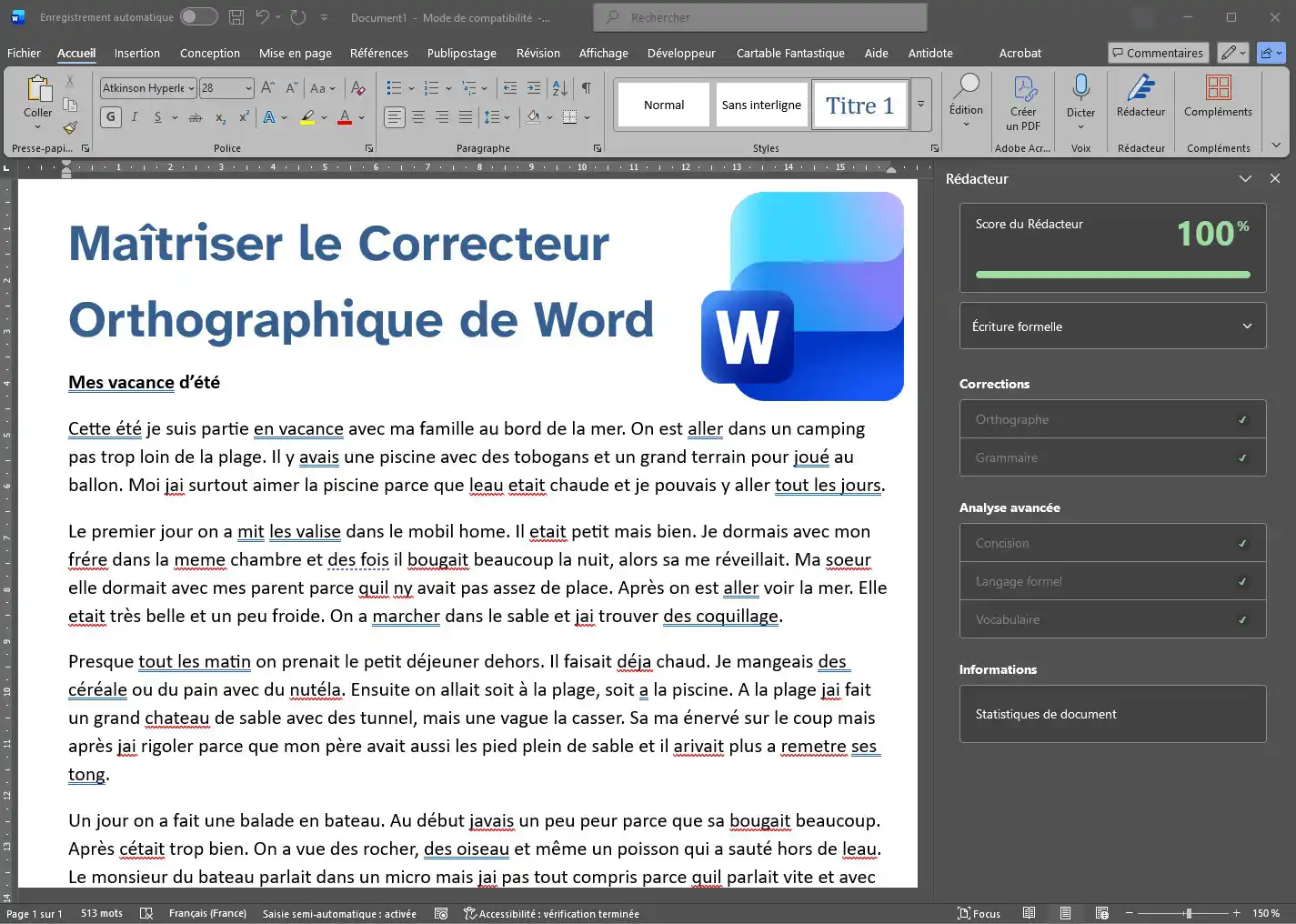 Maîtriser le Correcteur Orthographique de Word