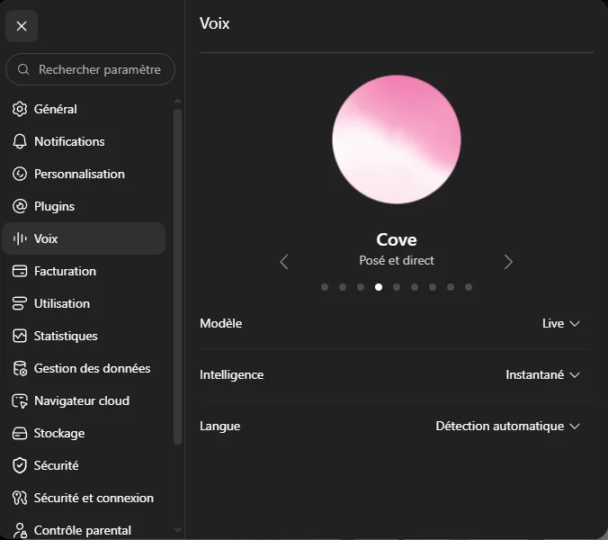 Parametre voix chatgpt