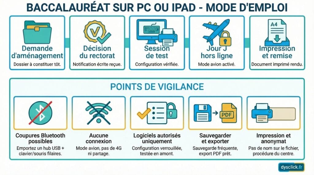 bac dys ordinateur procedure autorisation test jour j