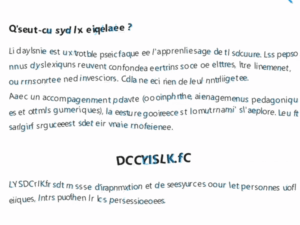 Animation d’un paragraphe où les lettres bougent, se chevauchent et s’inversent ; cliquez pour ressentir, quelques instants, la lecture comme la vivent certaines personnes dyslexiques.