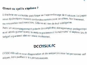 Animation d’un paragraphe où les lettres bougent, se chevauchent et s’inversent ; cliquez pour ressentir, quelques instants, la lecture comme la vivent certaines personnes dyslexiques.