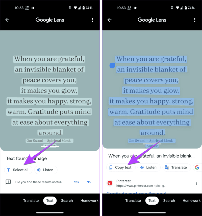 Google lens copier texte