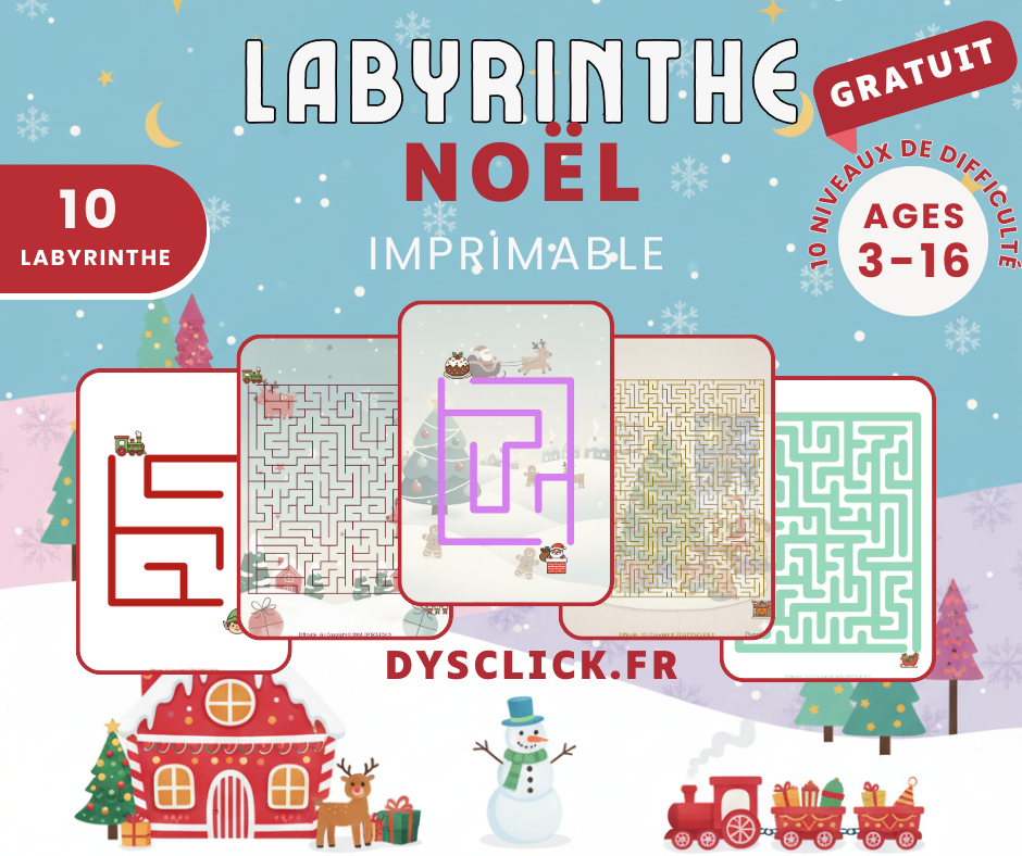 10 Labyrinthes de Noël Gratuit à Imprimer