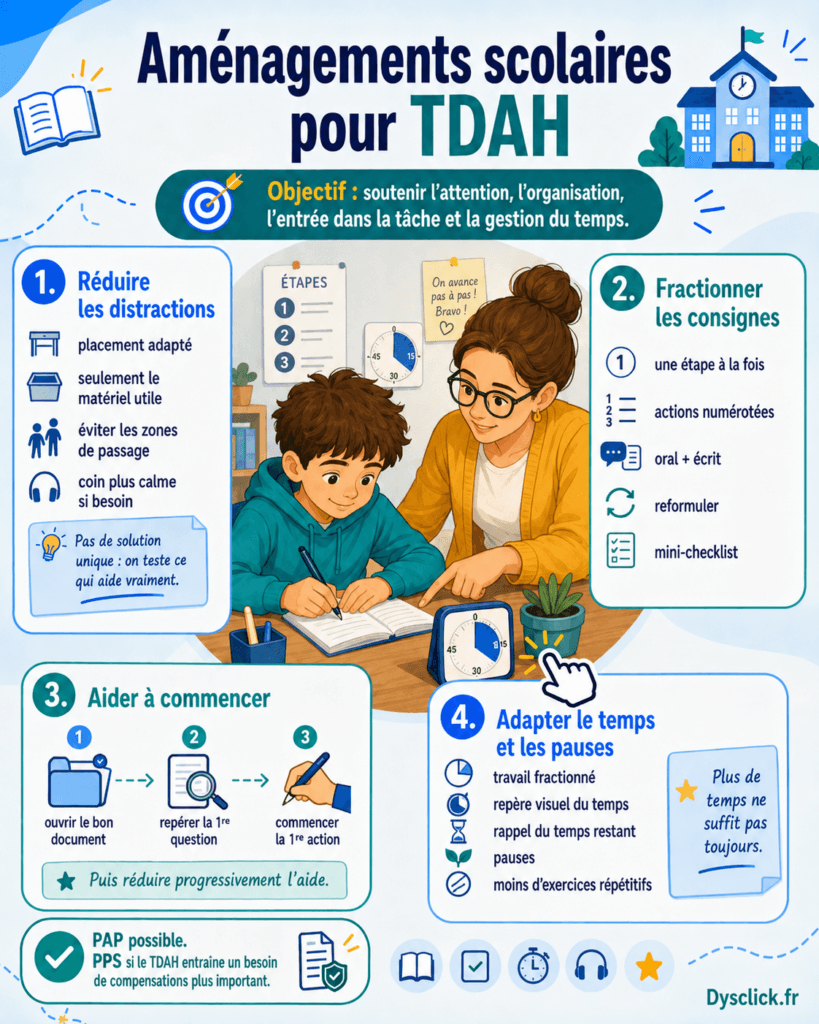 Aménagements scolaires pour TDAH