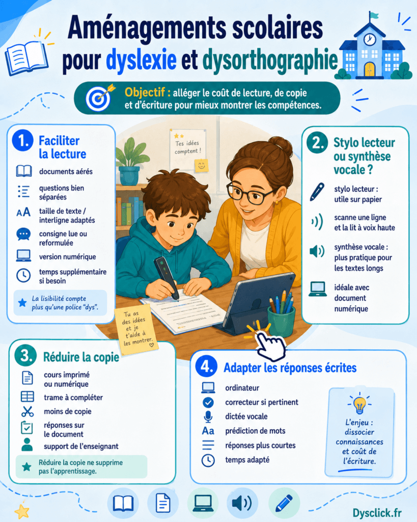 Aménagements scolaires pour dyslexie et dysorthographie
