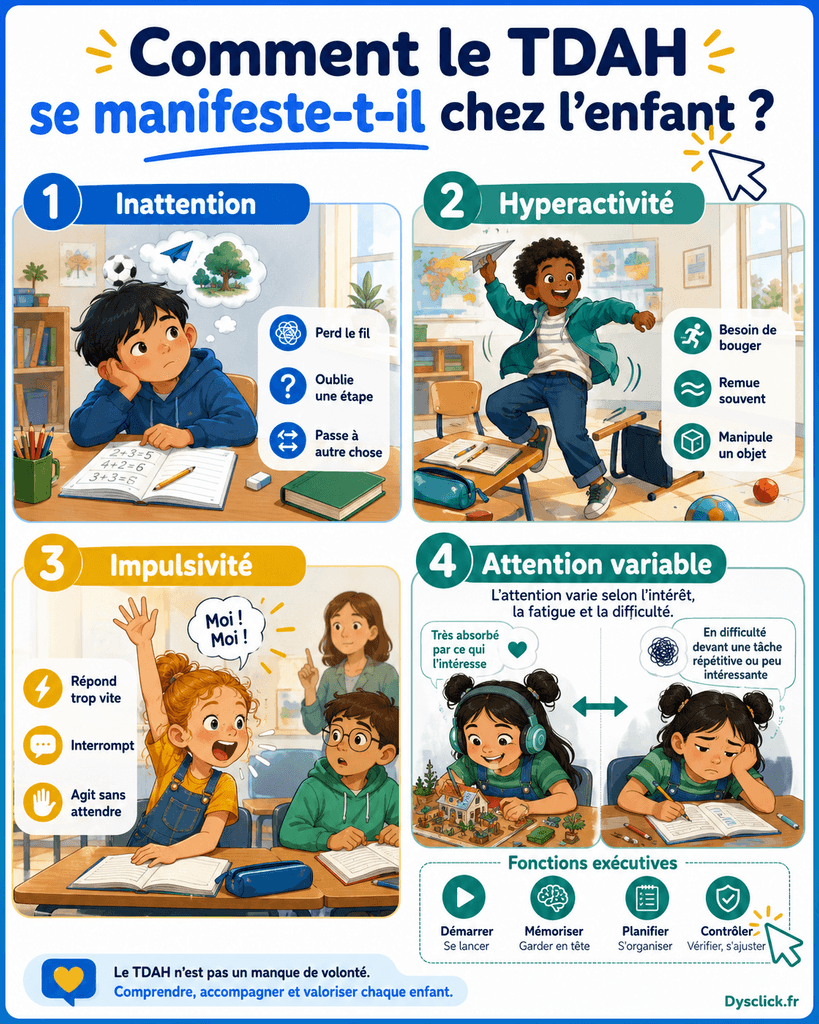 Comment le TDAH se manifeste-t-il chez l’enfant