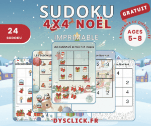 Sudokus de Noël 4x4 à imprimer pour les 5–8 ans