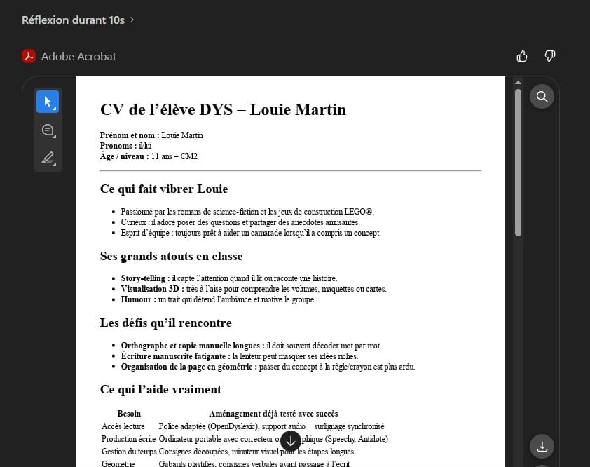Adobe acrobate dans chatgpt ; création d'un CV 