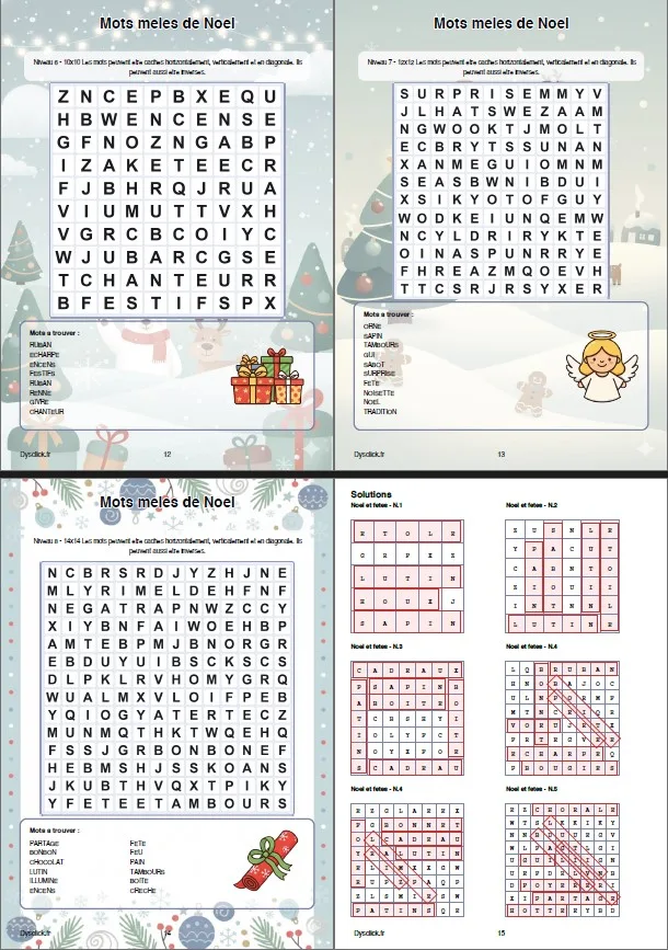 Mots mêlés à imprimer Pack PDF par thème et pour 6 à 15 ans – Image 2