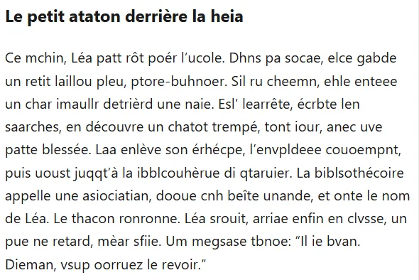 Exemples d’oublis, d’ajouts et d’inversions de lettres en lecture