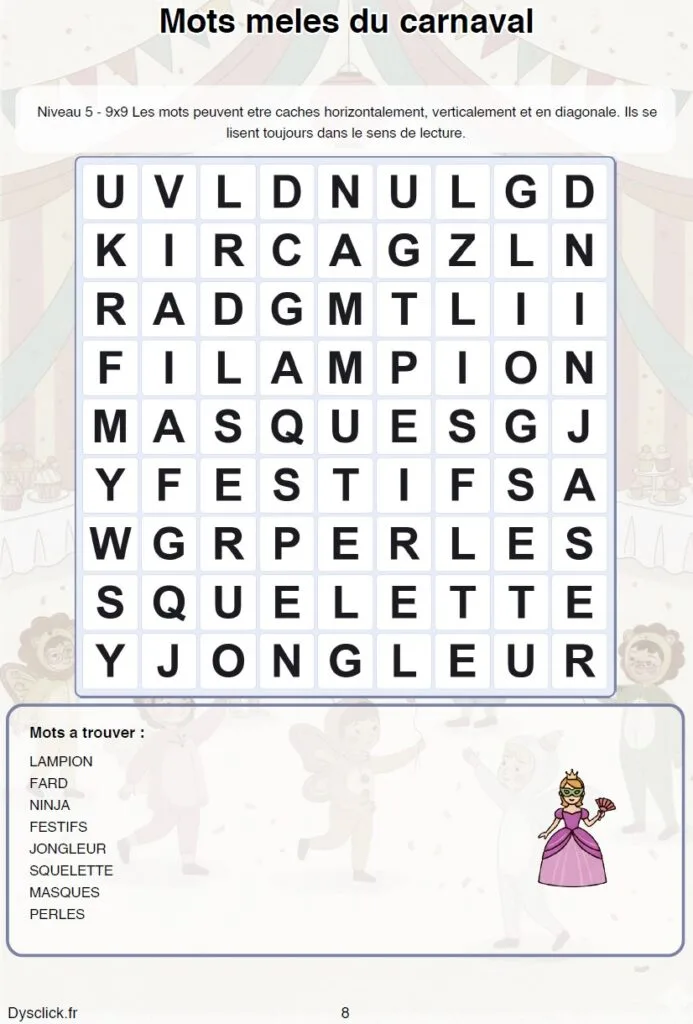 mots meles carnaval mots meles carnaval 8 ans