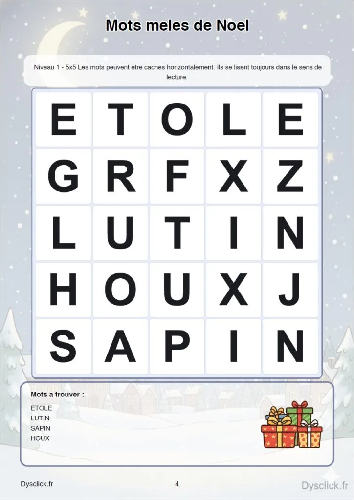 mots meles niveau 1 NOEL mots meles niveau 1 NOEL 6 ans