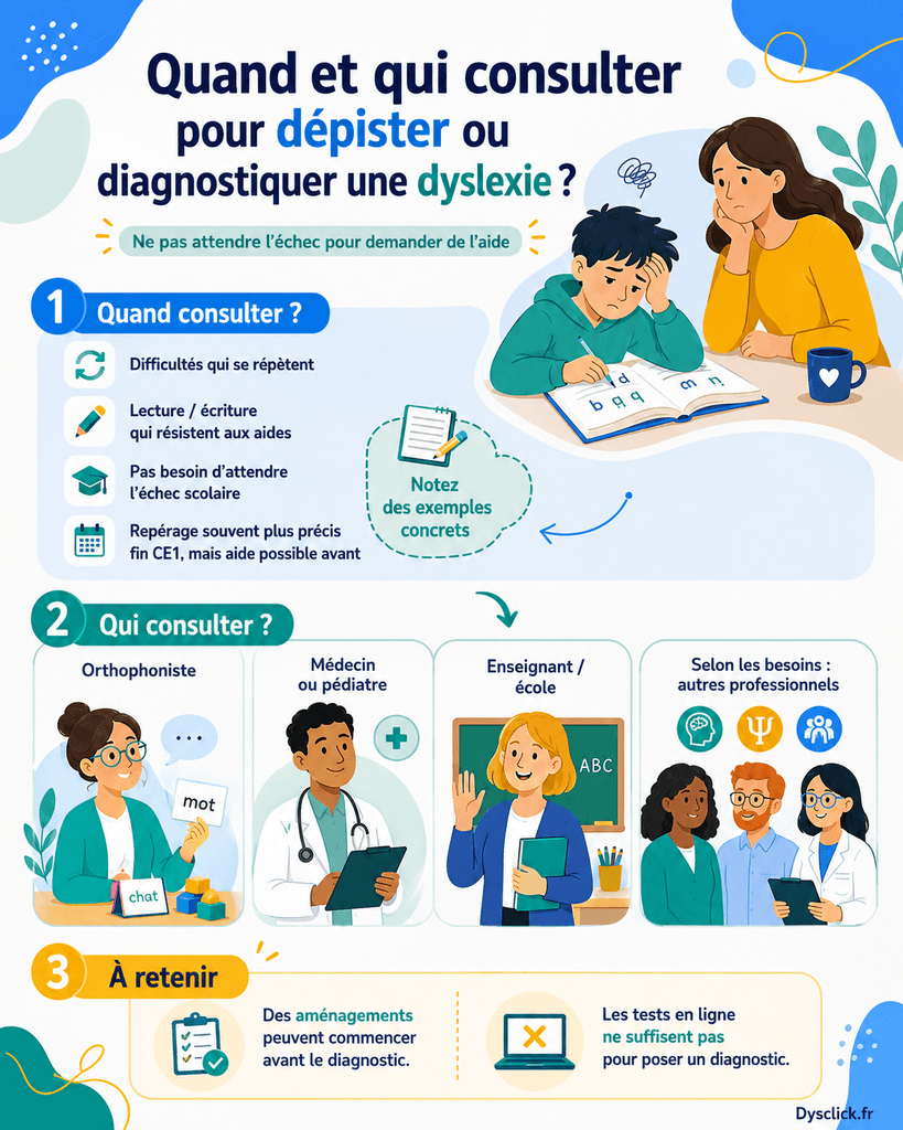 Quand et Qui consulter pour dépister ou diagnostiquer une dyslexie