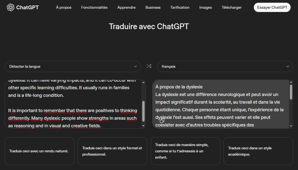 Traduire avec Chatgpt