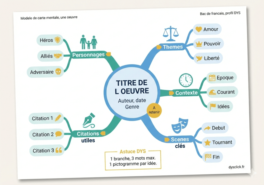 carte mentale oeuvre bac francais dys
