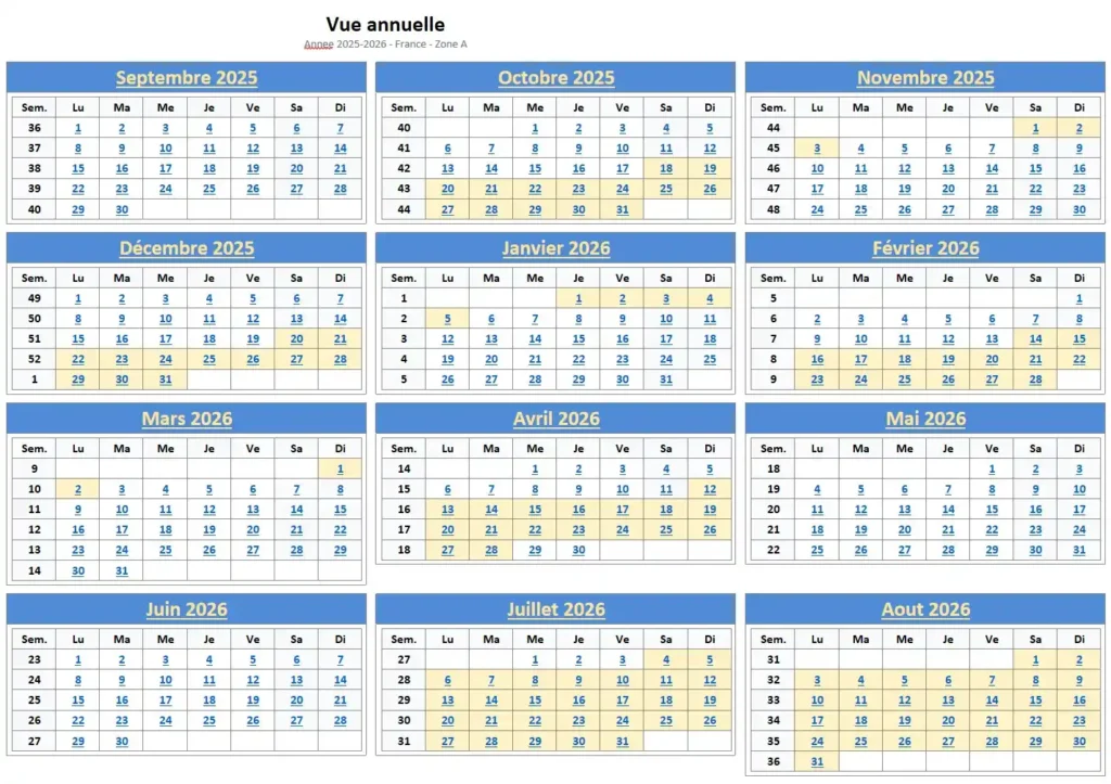 Agenda_OneNote_Vue Annuelle