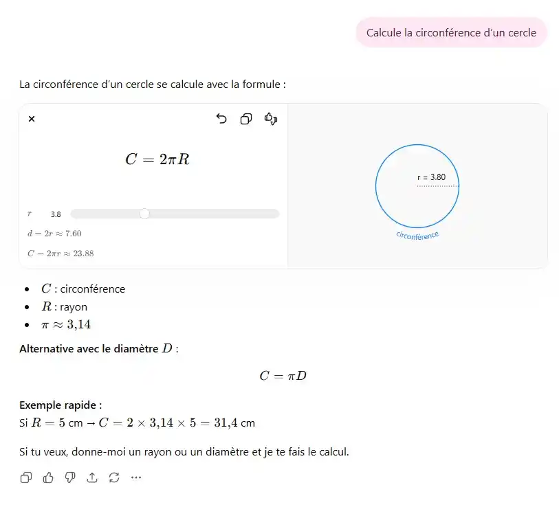Calcule la circonférence d’un cercle