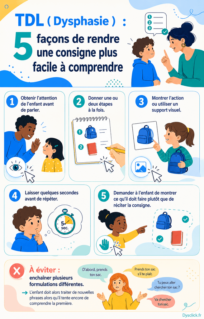 Aider un enfant avec TDL à mieux comprendre les consignes