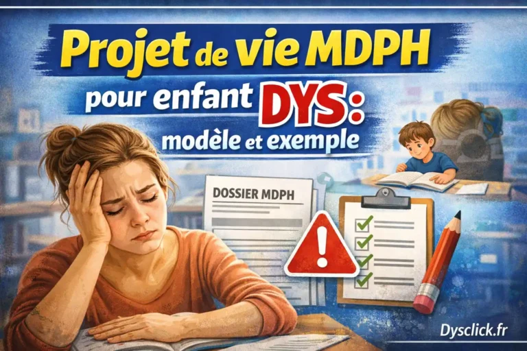 Projet de vie MDPH pour enfant DYS modèle et exemple