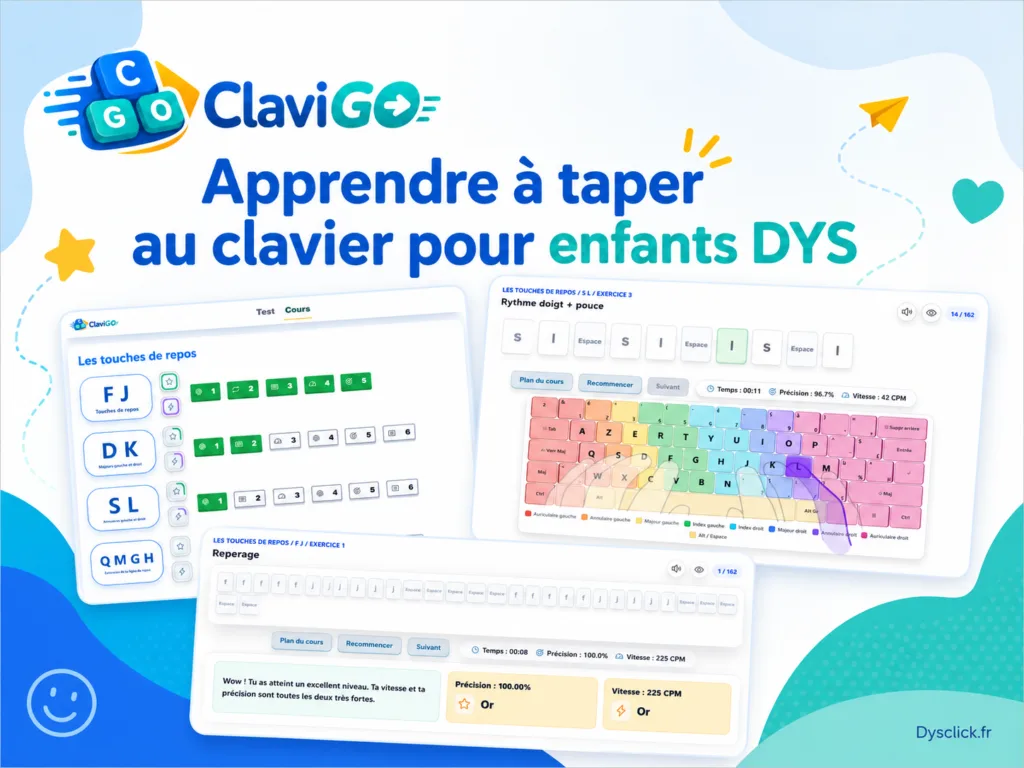 ClaviGo apprendre à taper au clavier pour enfants DYS