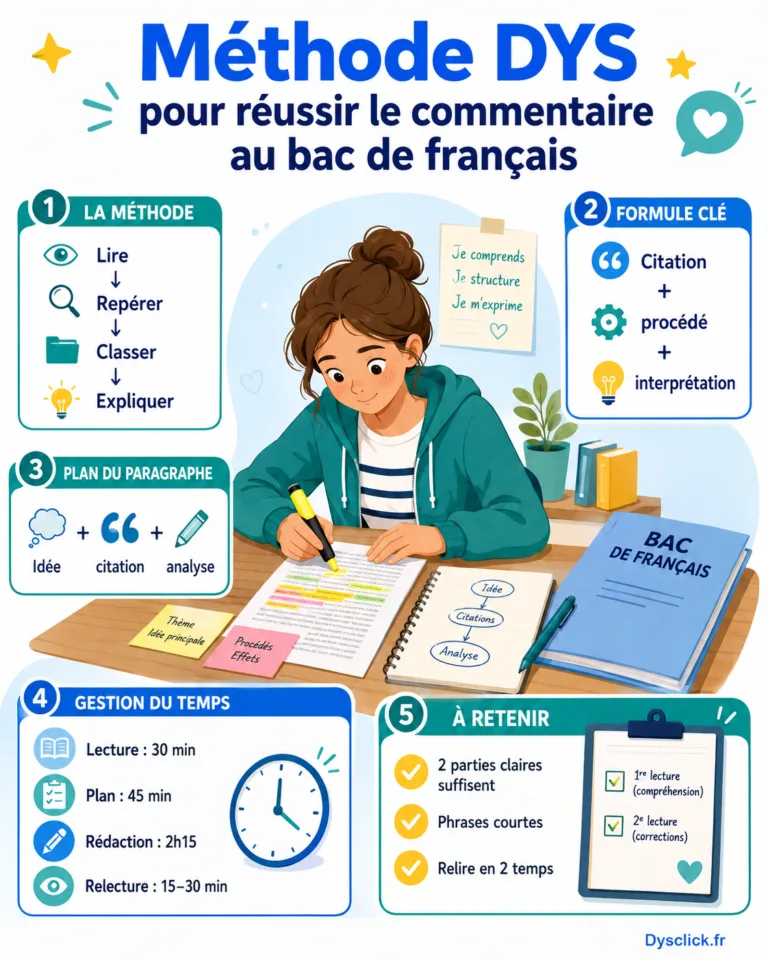 Méthode DYS pour réussir le commentaire au bac de français