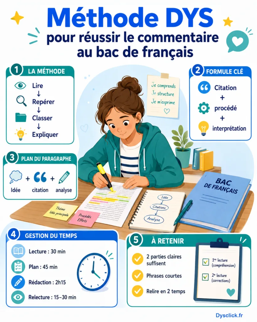 Méthode DYS pour réussir le commentaire au bac de français