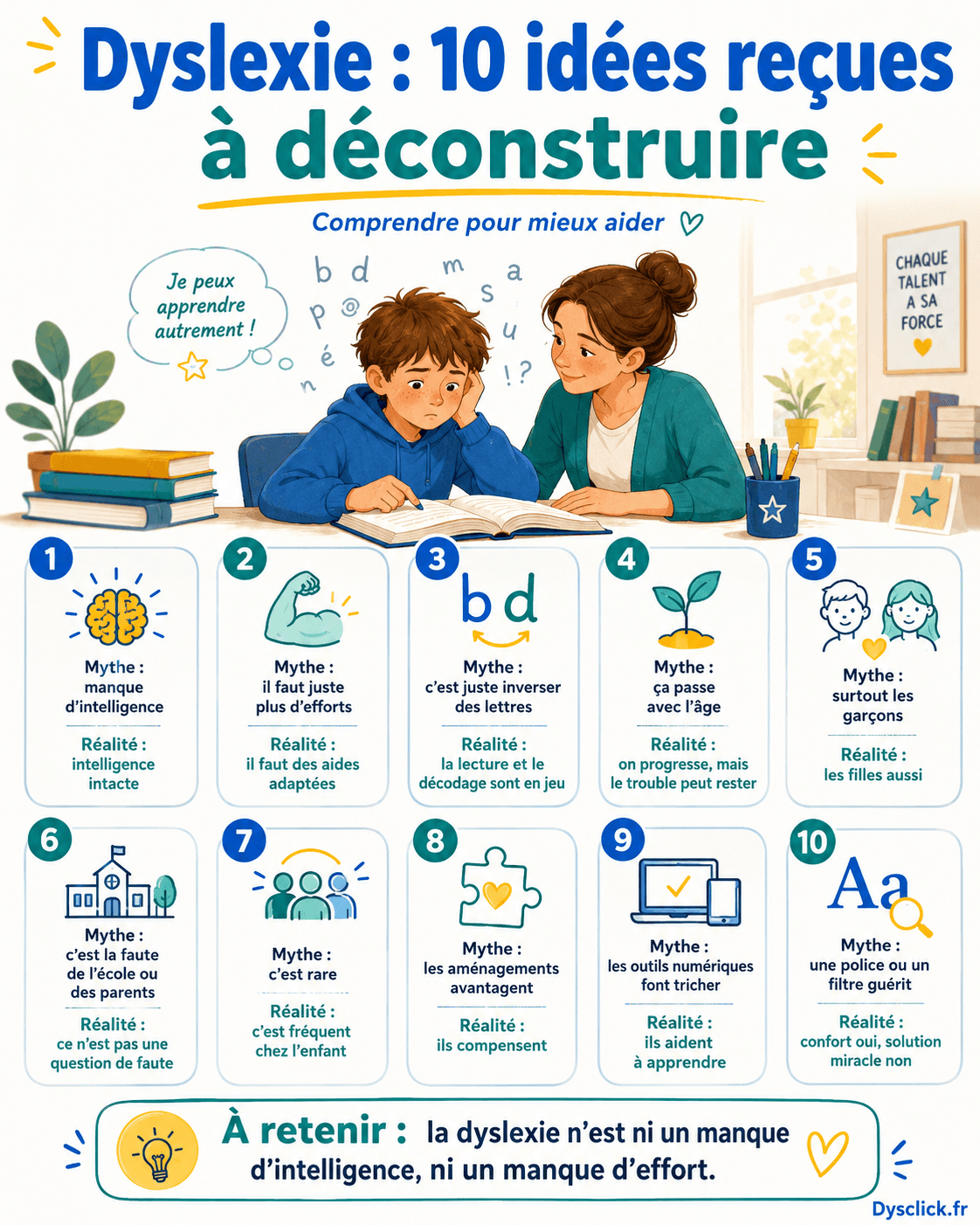 Dyslexie : 10 idées reçues fausses à  déconstruire