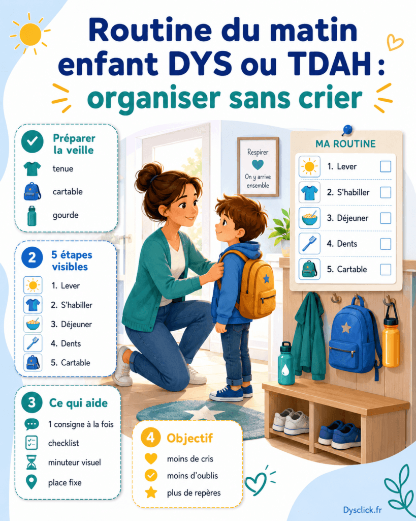 Routine du matin enfant DYS ou TDAH organiser sans crier