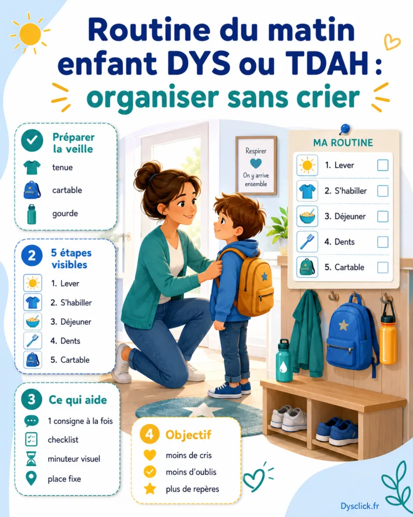 Routine du matin enfant DYS ou TDAH organiser sans crier