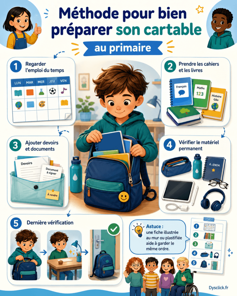 Méthode pour bien préparé son cartable au primaire