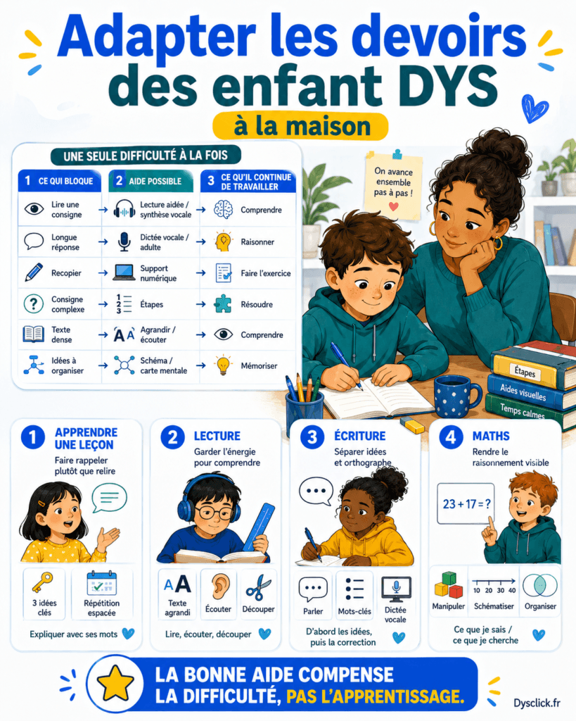 Adapter les devoirs des enfant DYS à la maison