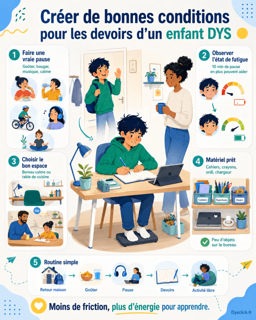 Créer de bonnes conditions pour les devoirs d’un enfant DYS