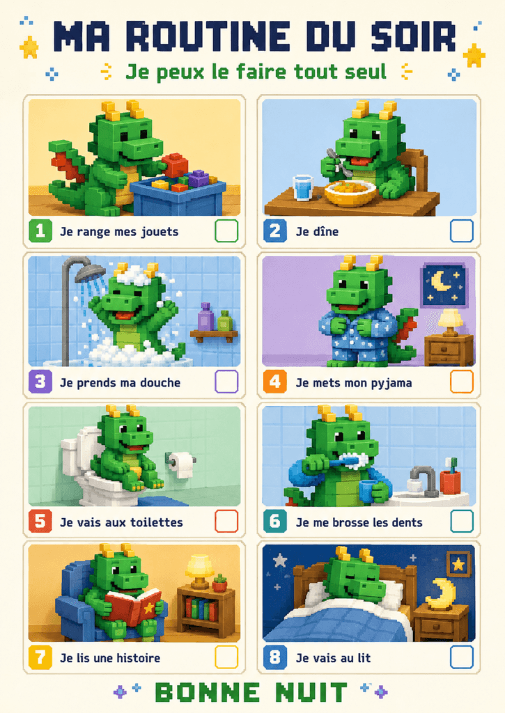 Ma routine du soir Pixel dragon