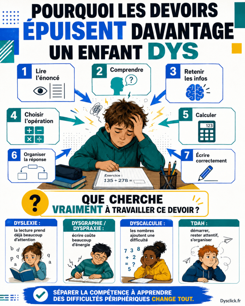 Pourquoi les devoirs épuisent davantage un enfant DYS