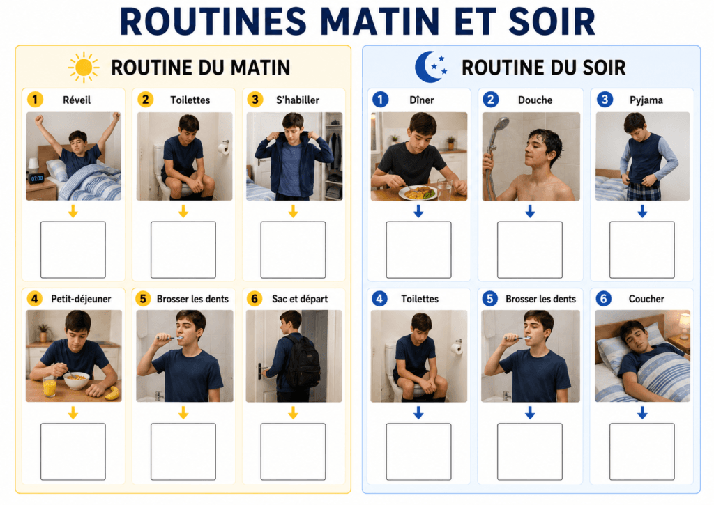 Tableau routine matin et soir TSA