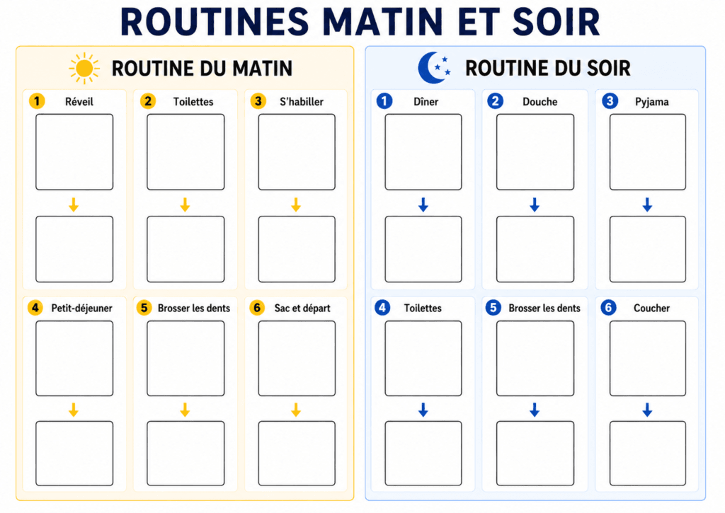 Tableau routine matin et soir vide