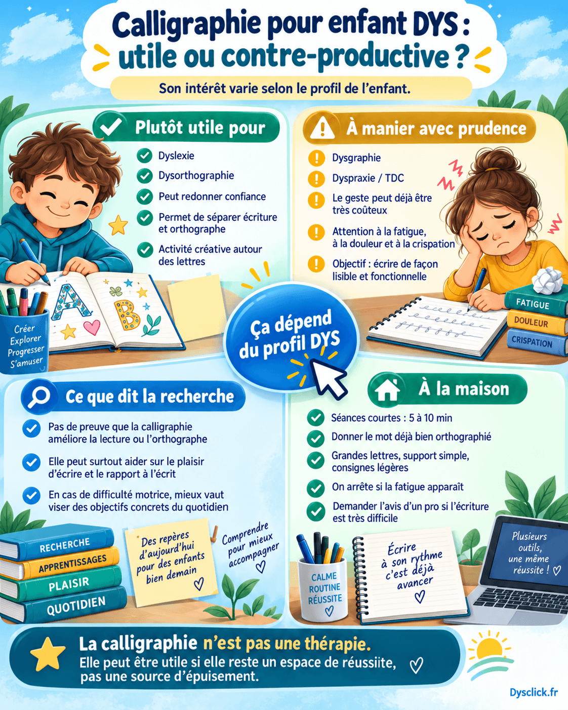 Calligraphie pour enfant DYS : utile ou contre-productive ?