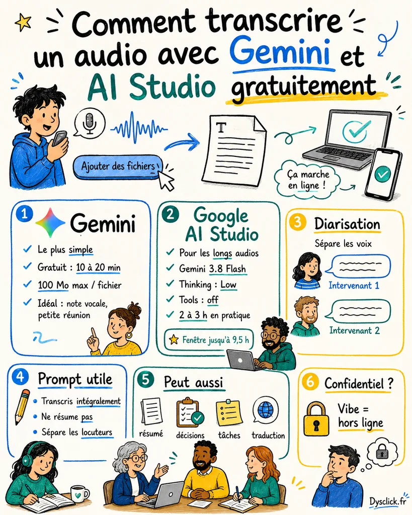Comment transcrire un audio avec Gemini et AI studio gratuitement
