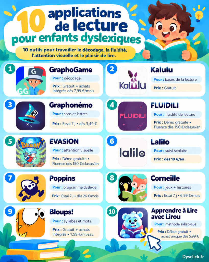 10 applications de lecture pour enfants dyslexiques