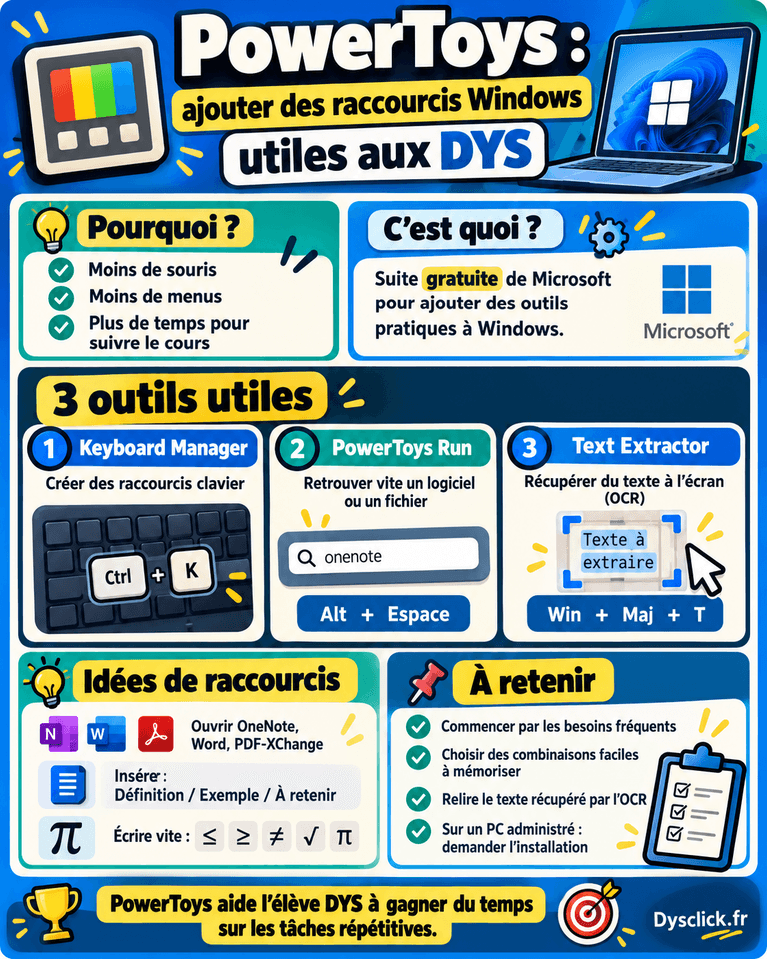Infographie PowerToys pour élèves DYS