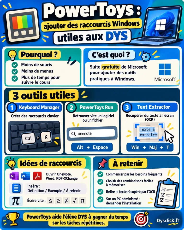 Infographie PowerToys pour élèves DYS