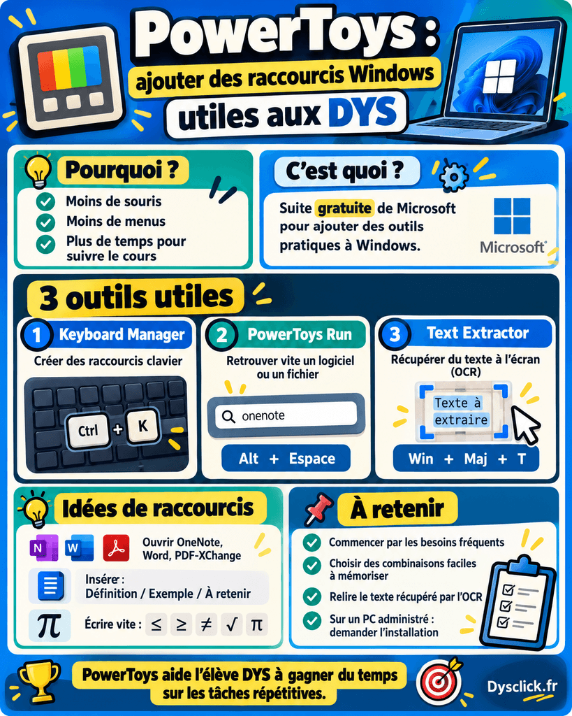 Infographie PowerToys pour élèves DYS