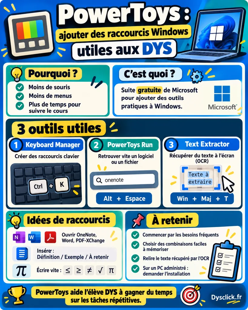 Infographie PowerToys pour élèves DYS