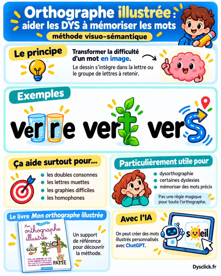 Orthographe illustrée : aider les DYS à mémoriser les mots